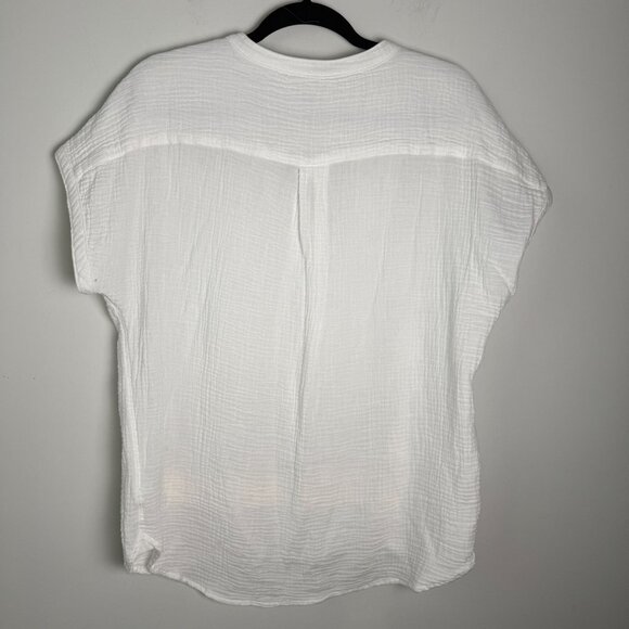 Faherty Dream Cotton Gauze Desmond Top White Size M Boho Coastal - Picture 7 of 10